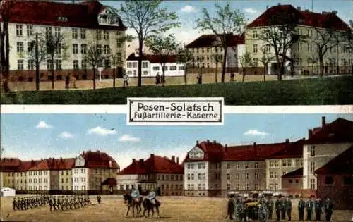 Ak Poznań Posen Solatsch, Fußartillerie-Kaserne