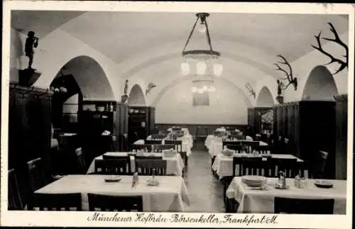 Ak Frankfurt am Main, Münchener Hofbräu-Börsenkeller, Gastraum, Schillerstraße 11