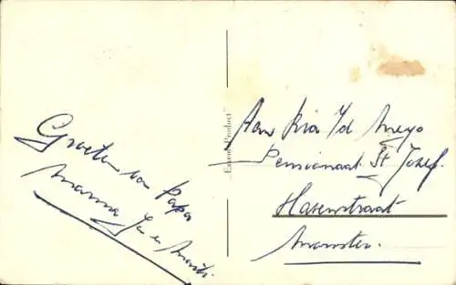 Künstler Ak Mädchen näht eine Puppe