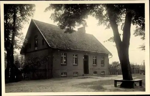 Foto Ak Bokel Sprakensehl Niedersachsen, Haus, Baum, Sitzbank