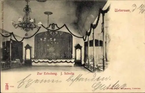 Ak Uetersen in Holstein, Gasthof Zur Erholung, Inh. J. Schultz, Saal