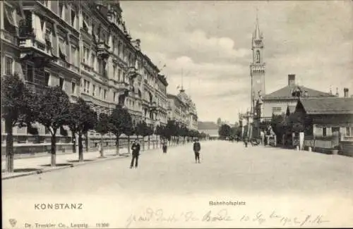 Ak Konstanz am Bodensee, Bahnhofsplatz