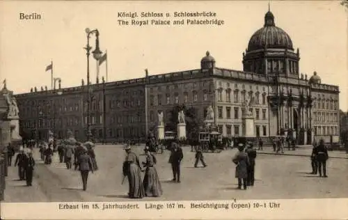 Ak Berlin Mitte, königliches Schloss, Schlossbrücke