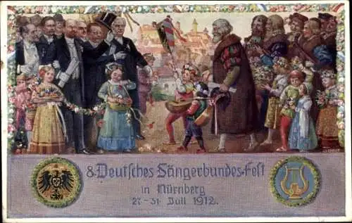 Künstler Ak Durst, J., Nürnberg in Mittelfranken, 8. Deutsches Sängerbundesfest 1912