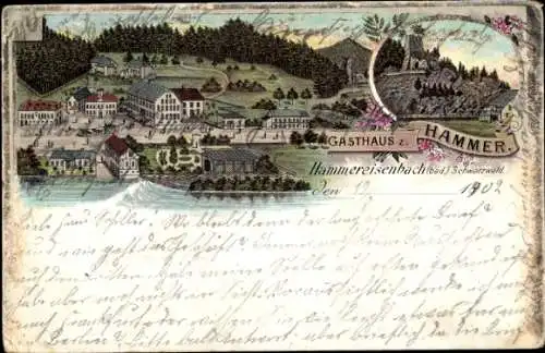 Litho Hammereisenbach Bregenbach Vöhrenbach im Schwarzwald Baden, Gasthaus zum Hammer