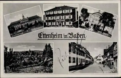 Ak Ettenheim in Baden, Volksschule, Landwirtschaftsschule, Thomasstraße