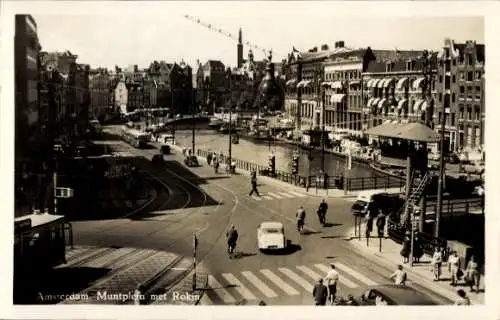 Ak Amsterdam Nordholland Niederlande, Muntplein mit Rokin