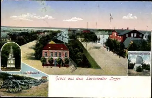 Ak Lockstedt in Schleswig Holstein, Lockstedter Lager, Geschützpark, Armeekorpsstein