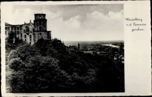 Ak Heidelberg am Neckar, Panorama, Blick von der Terrasse