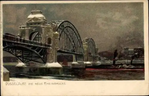 Ak Düsseldorf am Rhein, neue Rheinbrücke