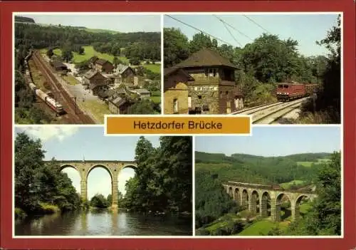 Ak Hetzdorf im Flöhatal Breitenau Oederan Sachsen, Bahnhof, Blockstelle, Brücke mit Flöha