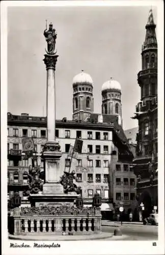 Ak München, Marienplatz, Denkmal