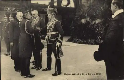 Ak Kaiser Wilhelm II. in Zürich 1912, Bundespräsident Forrer, Freiherr Fabre du Faure