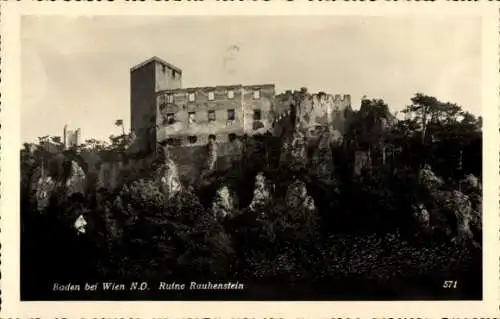 Ak Baden bei Wien in Niederösterreich, Burgruine Rauhenstein