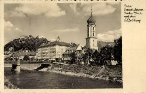 Ak Graz Steiermark, Franziskaner Kirche, Schlossberg