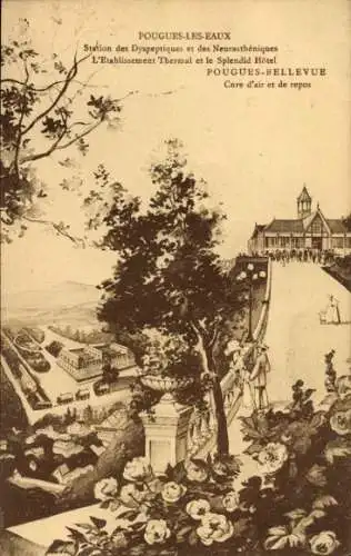 Künstler Ak Pougues les Eaux Nièvre, Pougues Bellevue, Thermalbad, Splendid Hotel
