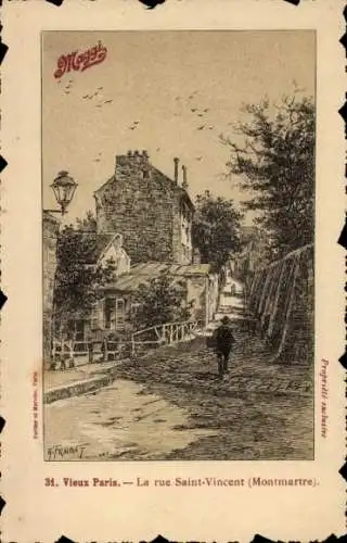 Künstler Ak Paris XVIII. Montmartre, Rue Saint Vincent