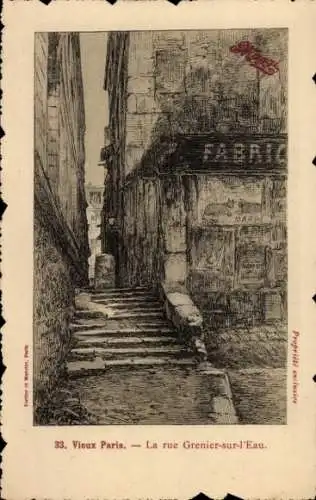 Künstler Ak Paris IV, Rue Grenier sur l'Eau