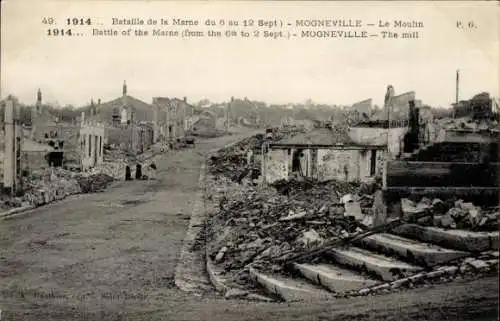 Ak Mogneville Meuse, Le Moulin, Ruines