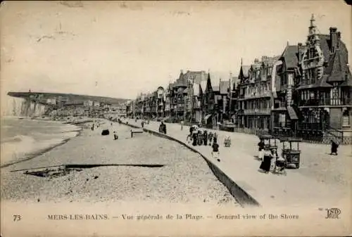 Ak Mers les Bains Somme, Vue generale de la Plage, Strand