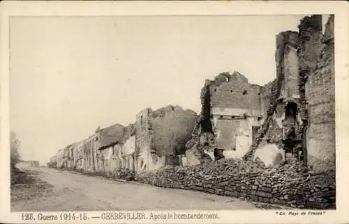 Ak Gerbeviller Meurthe et Moselle, Rue, Apres le Bombardement, Grande Guerre