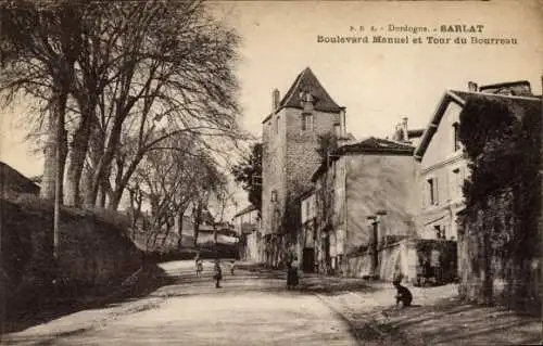 Ak Sarlat la Canéda Dordogne, Boulevard Manuel und Tour du Executioner