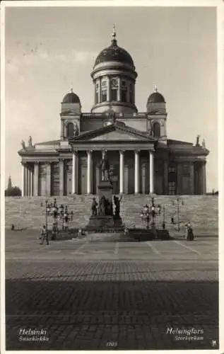 Ak Helsinki Helsingfors Finnland, Senatsplatz, Denkmal