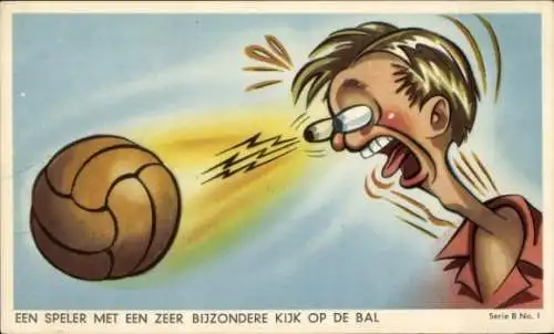 Künstler Ak Fußballer hat den Ball im Blick