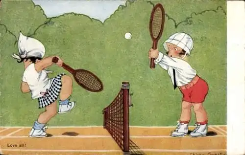 Künstler Ak Spark, Chicky, Kinder spielen Tennis