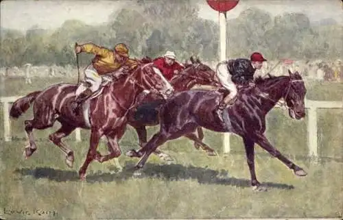 Künstler Ak Koch, Pferderennen, Jockeys