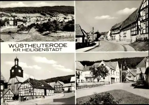 Ak Wüstheuterode Uder im Eichsfeld Thüringen, Kirche, Straße, Gesamtansicht