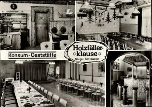 Ak Settendorf Mohlsdorf Teichwolframsdorf Thüringen, Konsum-Gaststätte Holzfällerklause, Saal, Bar