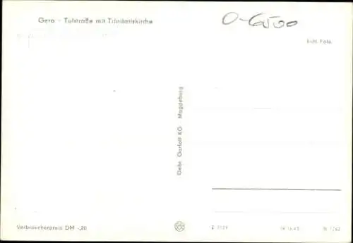 Ak Gera in Thüringen, Talstraße, Trinitatiskirche