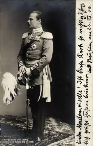 Ak Großherzog Ernst Ludwig von Hessen und bei Rhein, Standportrait, Paradeuniform