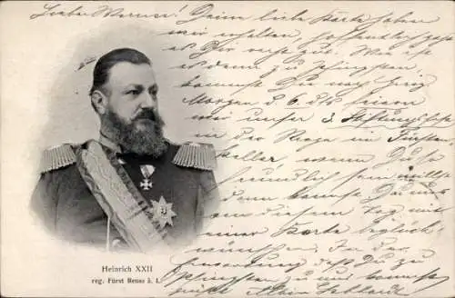 Ak Heinrich XXII. von Reuß zu Greiz, regierender Fürst Reuß älterer Linie, Portrait