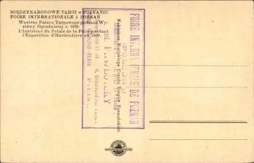 Ak Poznań Posen, Internationale Messe, Messepalast, Innenraum