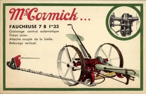 Ak Reklame, McCormick, 7 B Mäher, automatische Zentralschmierung