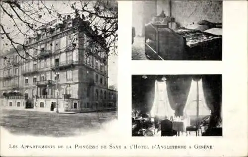 Ak Stadt Genf Schweiz, Appartements der Prinzessin von Sachsen im Hotel d'Angle