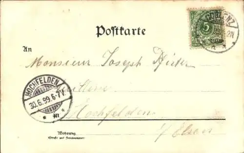 Litho St. Goar am Rhein, Burg Rheinfels, Ruine Katz