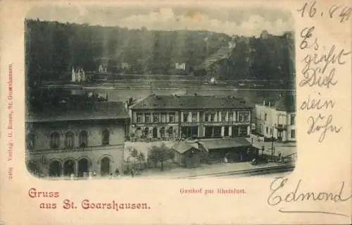 Ak St. Goarshausen am Rhein, Gasthof zur Rheinlust