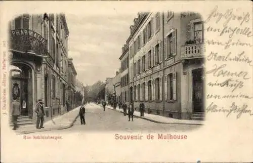 Ak Mulhouse Mülhausen Elsass Haut Rhin, Rue Schlumberger