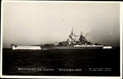 Ak Französisches Kriegsschiff Richelieu, Französische Marine