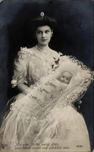 Ak Kronprinzessin Cecilie von Preußen mit Sohn Prinz Wilhelm, Portrait, Liersch 1401