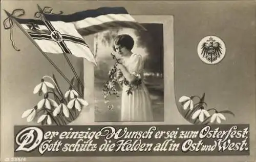 Ak Glückwunsch Ostern, Gott schütze die Helden, Patriotik Kaiserreich