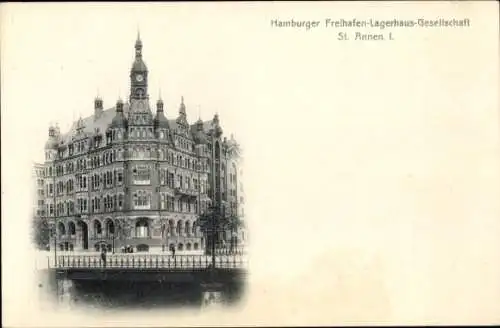 Ak Hamburg, Freihafen-Lagerhaus-Gesellschaft, St. Annen I