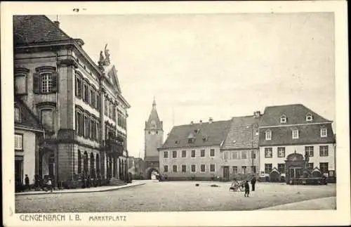 Ak Gengenbach im Schwarzwald, Marktplatz, Turm, Handwagen