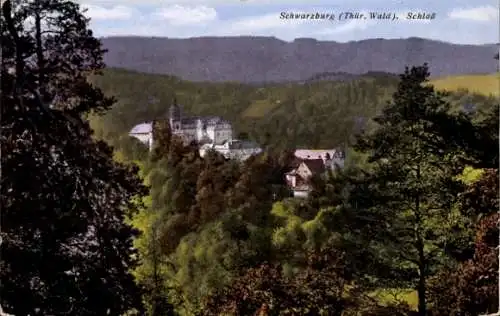 Ak Schwarzburg Thüringer Wald, Blick auf das Schloss