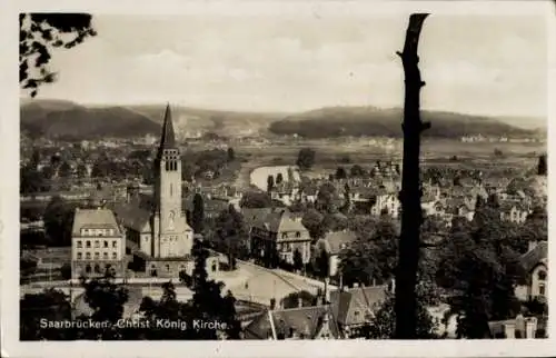 Ak Saarbrücken im Saarland, Christ König Kirche, Panorama