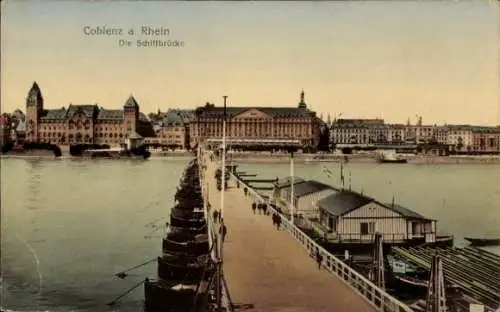 Ak Koblenz am Rhein, Schiffbrücke