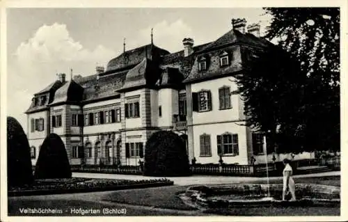 Ak Veitshöchheim in Unterfranken, Schloss, Hofgarten, Springbrunnen